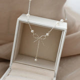 Freshwater Pearl 925 Silver Bow Necklace for Women