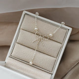 Freshwater Pearl 925 Sterling Silver Bow Necklace for Women