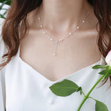 Freshwater Pearl 925 Sterling Silver Bow Necklace for Women
