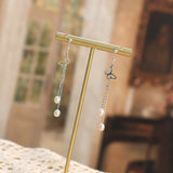 Freshwater Pearl Sterling Silver Butterfly Long Earrings for Women