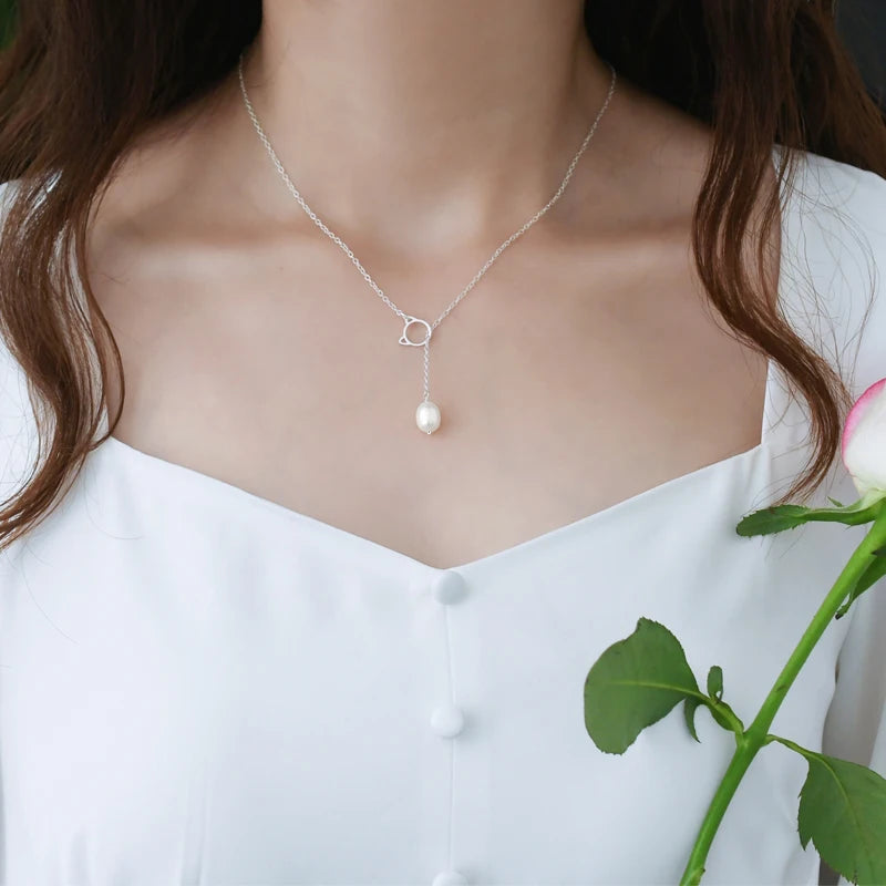 Freshwater Pearl 925 Silver Cat Necklace for Women