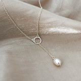 Freshwater Pearl 925 Sterling Silver Cat Necklace for Women