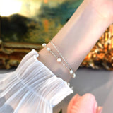 Freshwater Pearl 925 Silver Double Layer Bracelet Gift
