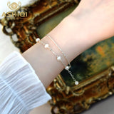Freshwater Pearl 925 Silver Double Layer Bracelet Jewelry Gift