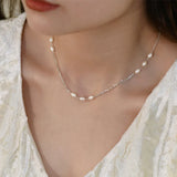 Freshwater Pearl 925 Silver Necklace Multilayer Jewelry