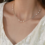 Freshwater Pearl 925 Sterling Silver Chain Necklace for Women