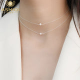 Freshwater Pearl 925 Silver Choker Necklace Layered Chain Jewelry