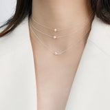 Freshwater Pearl 925 Silver Choker Necklace Layered Chain Jewelry