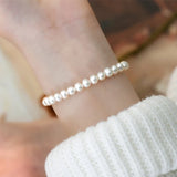 Freshwater Pearl 925 Silver Green Chalcedony Love Coin Bracelet