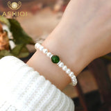 Pearl 925 Silver Green Chalcedony Love Coin Bracelet Women