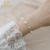 Freshwater Pearl Silver Flower Ball Bracelet for Women