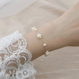 Freshwater Pearl Silver Flower Ball Bracelet for Women