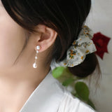 Freshwater Pearl 925 Silver Long Earrings Lady