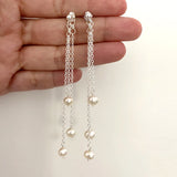Freshwater Pearl 925 Silver Long Earrings for Women