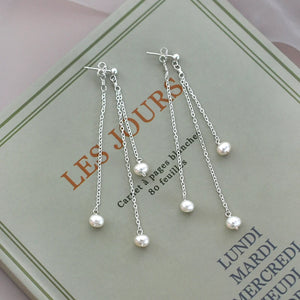 Freshwater Pearl 925 Silver Long Earrings for Women