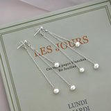 Freshwater Pearl 925 Silver Long Earrings for Women