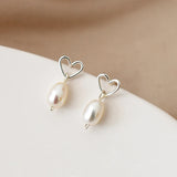 Freshwater Pearl 925 Silver Love Earrings Wedding Jewelry