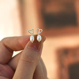 Freshwater Pearl 925 Silver Love Earrings Wedding Jewelry