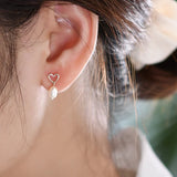 Freshwater Pearl 925 Silver Love Earrings Wedding Jewelry