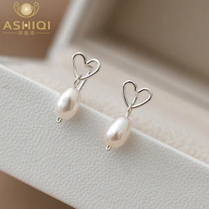 Freshwater Pearl 925 Silver Love Earrings Wedding Jewelry