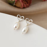 Freshwater Pearl 925 Silver Love Earrings Wedding Jewelry