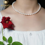 Freshwater Pearl Necklace 925 Sterling Silver Women Jewelry