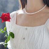 Freshwater Pearl Necklace 925 Sterling Silver Women Jewelry