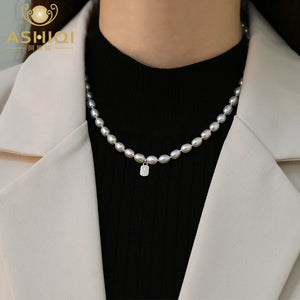Freshwater Pearl 925 Silver Pendant Necklace for Women