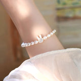 Freshwater Pearl 925 Sterling Silver Rabbit Bracelet for Women