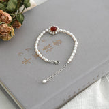 Freshwater Pearl 925 Silver Sun Flower Bracelet Natural Agate Gift