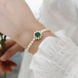 Freshwater Pearl 925 Silver Sun Flower Bracelet Natural Agate Gift