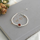 Freshwater Pearl 925 Silver Sun Flower Bracelet Natural Agate Gift