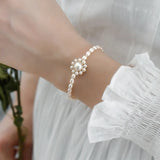 Freshwater Pearl 925 Silver Sun Flower Bracelet Natural Agate Gift
