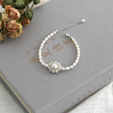 Freshwater Pearl 925 Silver Sun Flower Bracelet Natural Agate Gift