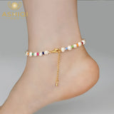 Freshwater Pearl Anklet for Women Foot Bracelet Minimalist Jewelry
