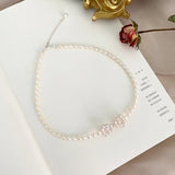 Freshwater Pearl Bow Choker Necklace 925 Silver Women's Jewelry Gift