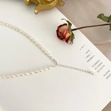 Freshwater Pearl Bow Choker Necklace 925 Silver Women's Jewelry Gift