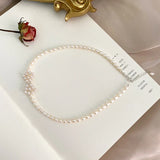 Freshwater Pearl Bow Choker Necklace 925 Silver Women's Jewelry Gift