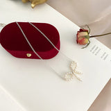 Freshwater Pearl Bow Necklace 925 Silver Hand Woven Jewelry Women