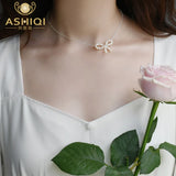 Freshwater Pearl Bow Necklace 925 Silver Hand Woven Jewelry Women