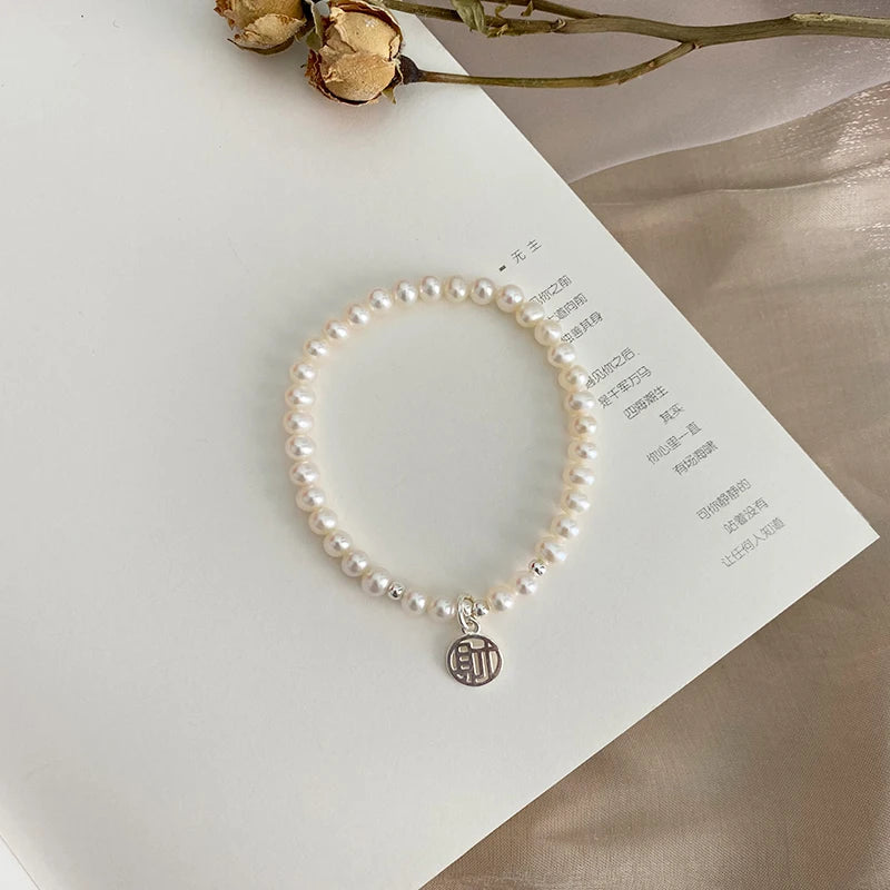 Freshwater Pearl Bracelet 925 Sterling Silver Women