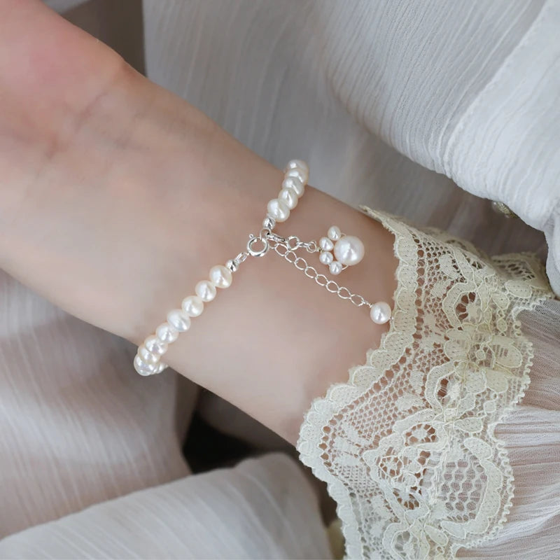 Freshwater Pearl Bracelet Kitten Claw Pendant 925 Sterling Silver
