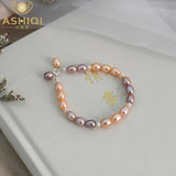 Freshwater Pearl Bracelet 925 Sterling Silver Button Jewelry Gift Women