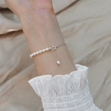 Natural Freshwater Pearl Bracelet 925 Sterling Silver Chain Women Gift