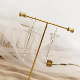 Freshwater Pearl Butterfly Long Earrings 925 Sterling Silver