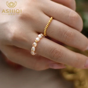 Freshwater Pearl Couple Rings 925 Silver Jewelry for Women
