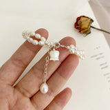 Natural Freshwater Pearl Double Bracelet 925 Sterling Silver Women's Jewelry