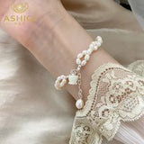 Natural Freshwater Pearl Double Bracelet 925 Sterling Silver Women's Jewelry