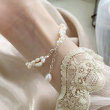 Pearl Double Bracelet 925 Silver Women's Jewelry