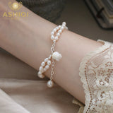 Pearl Double Bracelet 925 Silver Women's Jewelry